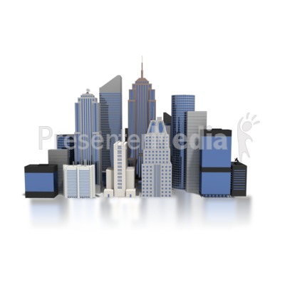 City Downtown Buildings PowerPoint Clip Art