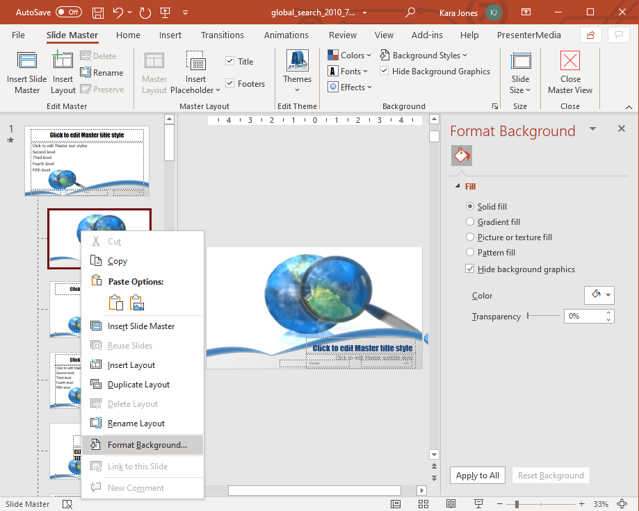 how to remove presentation template in powerpoint